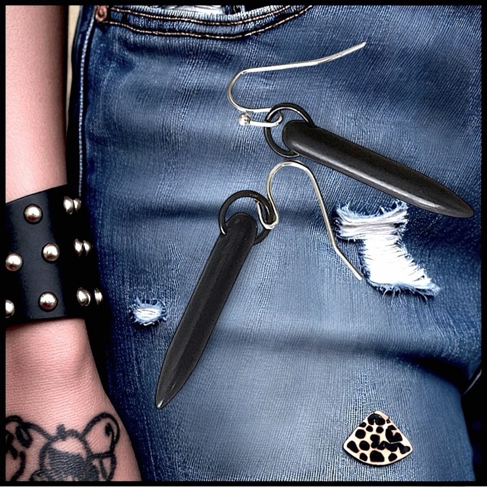 5 For $25💫Grunge Black Spikes Earrings Dangles